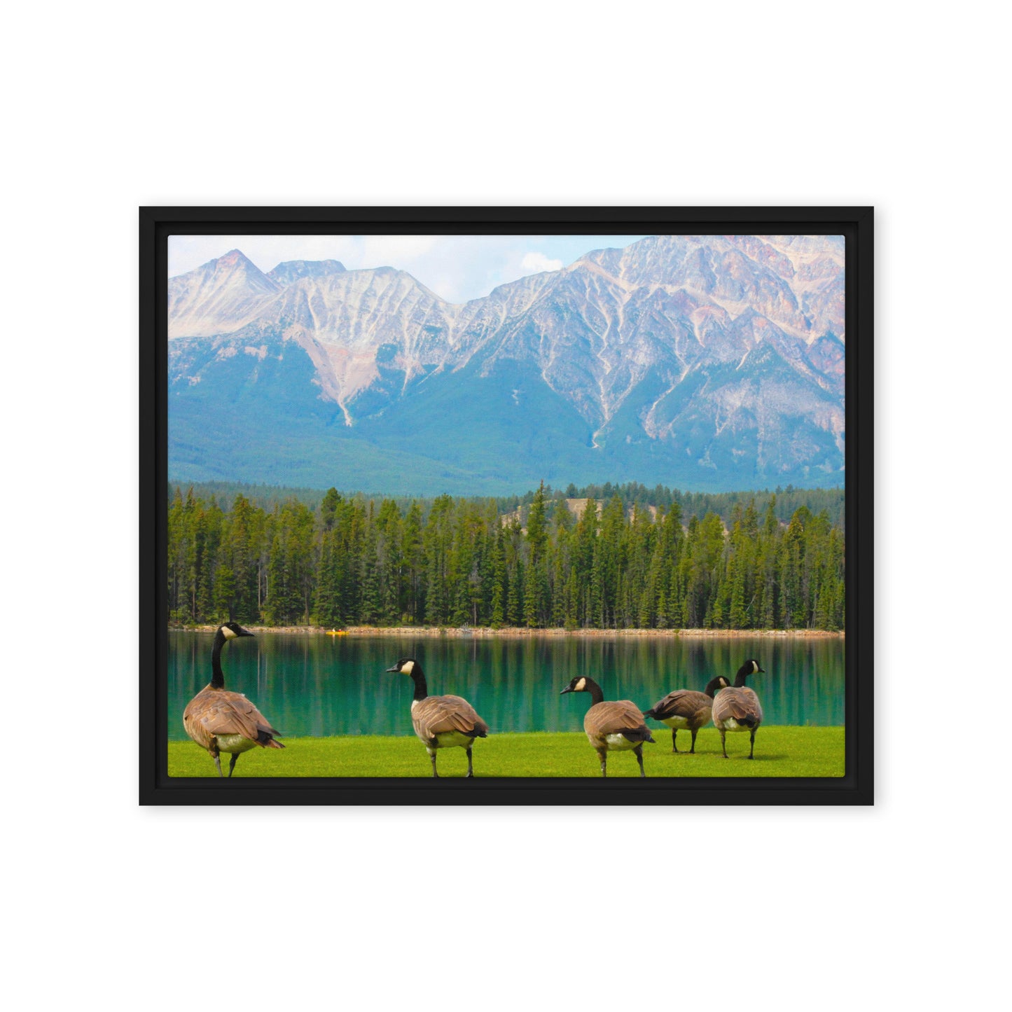 Canadians At The Lake  |  Framed Canvas