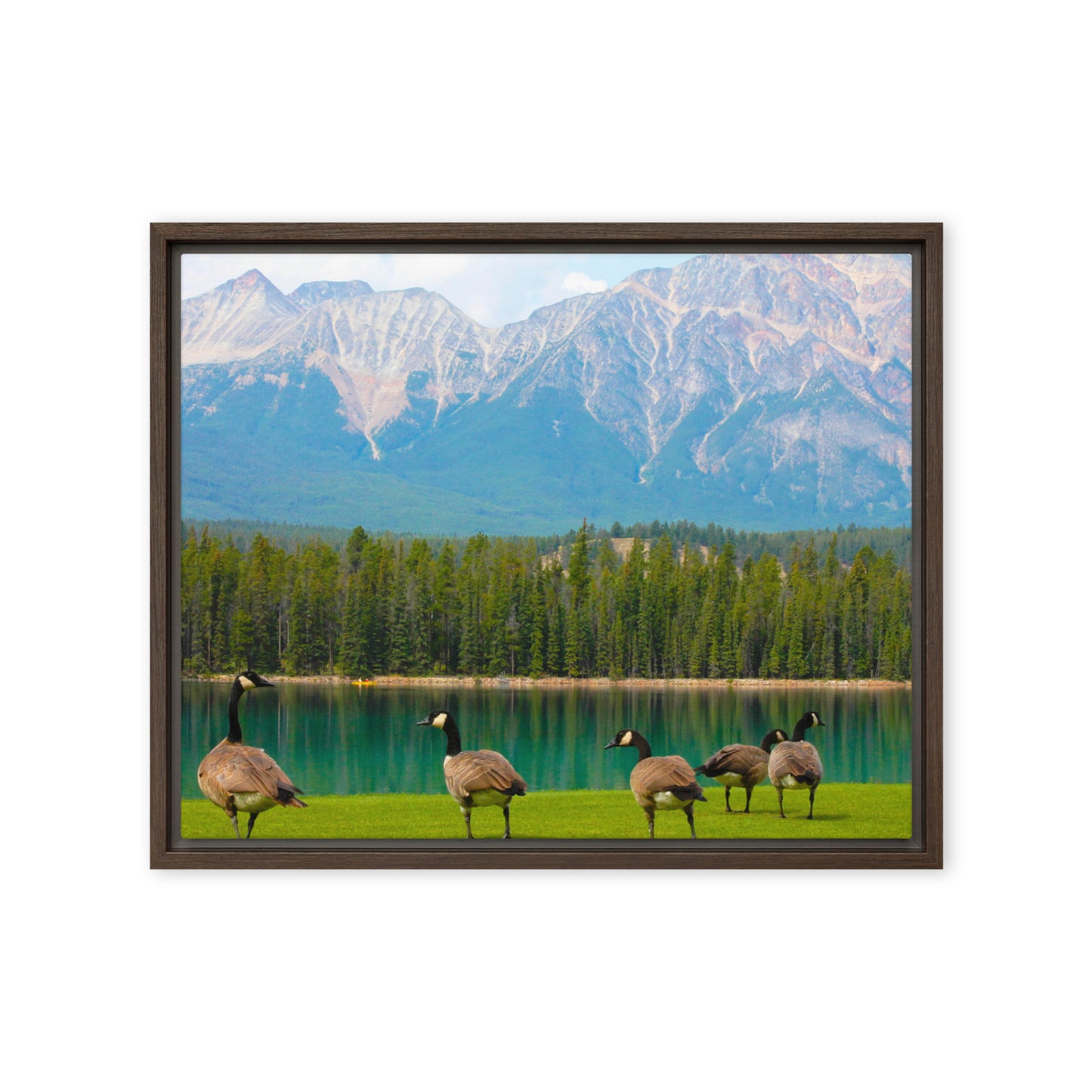 Canadians At The Lake  |  Framed Canvas