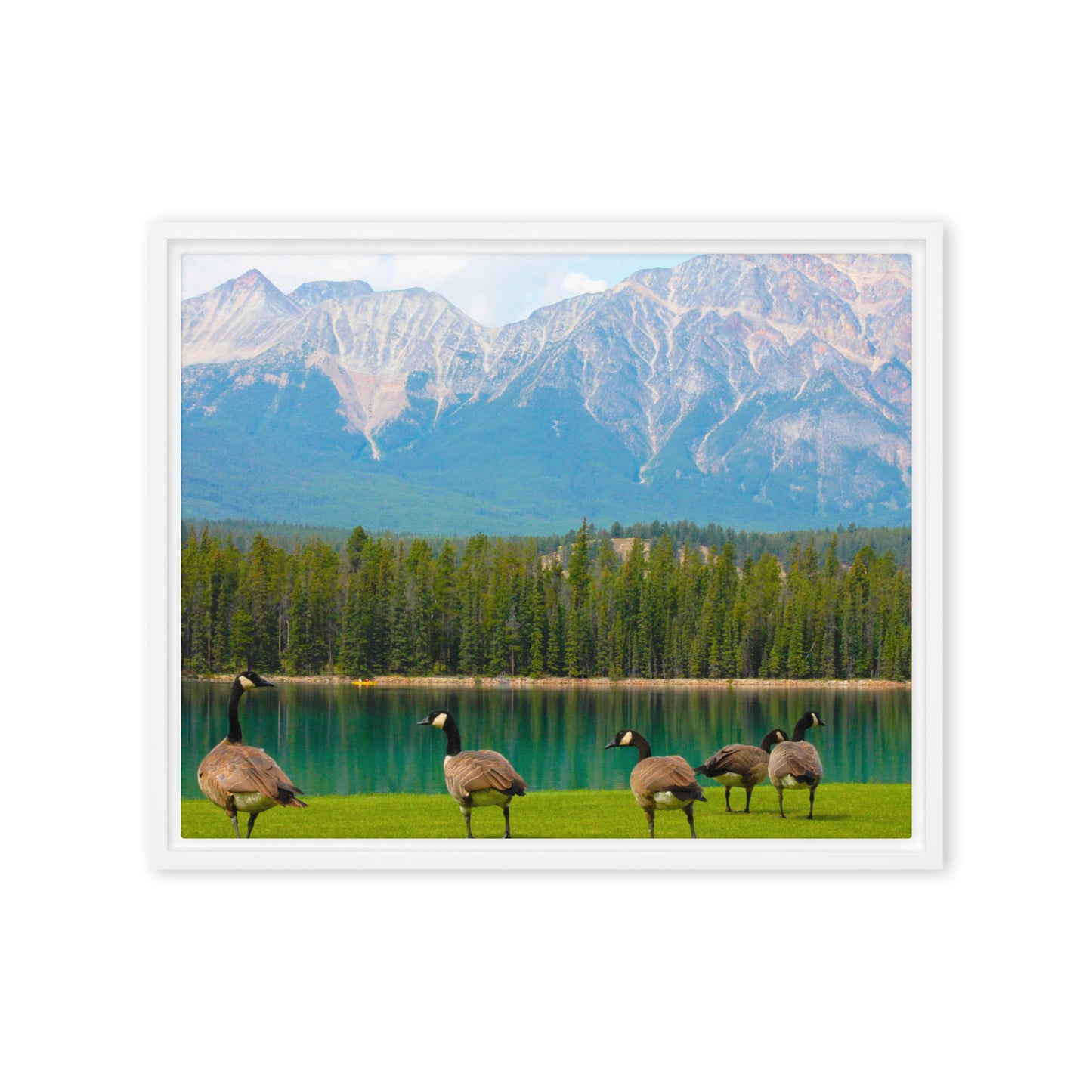 Canadians At The Lake  |  Framed Canvas